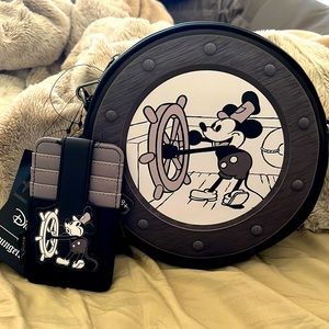 Loungefly Mickey Mouse Steamboat Willie Crossbody & Card Holder Set